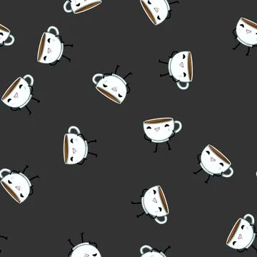 Seamless pattern vintage coffee mug character cartoon vector 스톡 일러스트