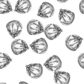 Seamless pattern Vintage coin purse drawing representing savings and finance Stock Illustration
