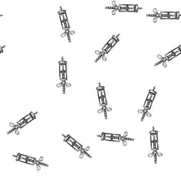 Seamless pattern Vintage corkscrew drawing for wine bottle opening Stock Illustration