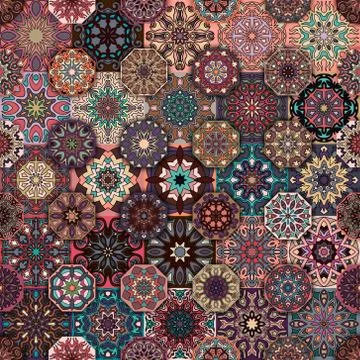 Seamless pattern. Vintage decorative elements. Hand drawn background. Islam.. 스톡 일러스트