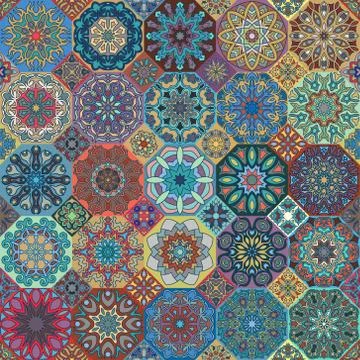 Seamless pattern. Vintage decorative elements. Hand drawn background. Islam.. Stock Illustration