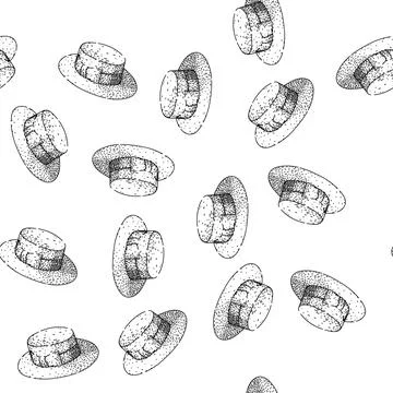 Seamless pattern vintage derby hat sketch hand drawn Stock Illustration