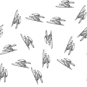 Seamless pattern Vintage floatplane drawing icon for aviation concept Stock Illustration