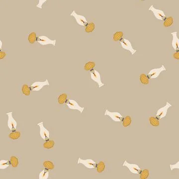Seamless pattern vintage kerosene lamp cartoon vector Stock Illustration