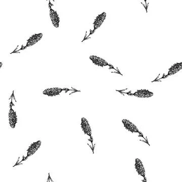 Seamless pattern vintage lavender sketch hand drawn Stock Illustration