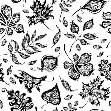Seamless pattern of vintage leaves. Stock Illustration
