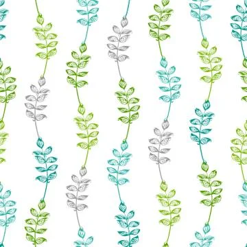 Seamless pattern of vintage leaves. Illustrazione stock