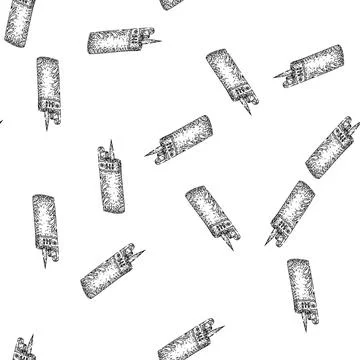 Seamless pattern Vintage lighter object with burning flame illustration Stock Illustration