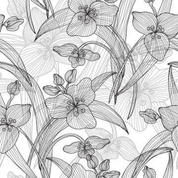 Seamless pattern with vintage lilies for invitations, cards, scrapbooking Stock Illustration