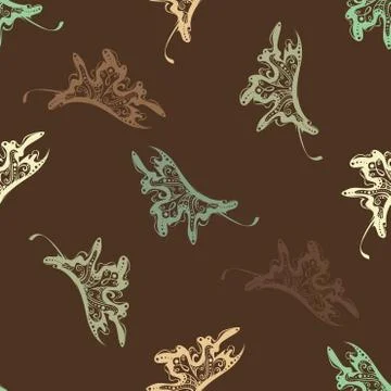 Seamless pattern of vintage maple leaves. 스톡 일러스트