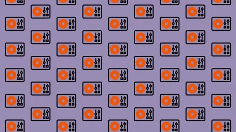 Seamless Pattern of Vintage Microwave Ovens on a Purple Background. Stock Footage 325391378