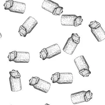 Seamless pattern Vintage milk can utensil drawing for dairy farm Stock Illustration