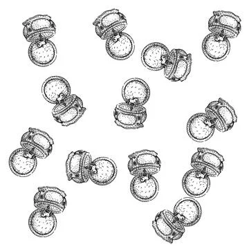 Seamless pattern Vintage music box with carousel horse illustration Stock Illustration