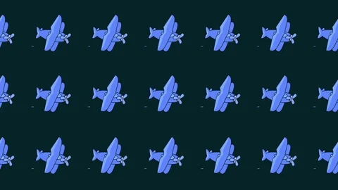 Seamless pattern of vintage propeller aircraft icon in tile background animation Stock Footage 324424047
