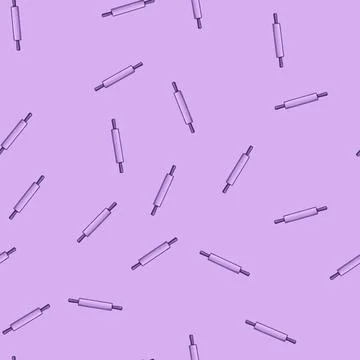 Seamless pattern vintage rolling pin cartoon vector Stock Illustration