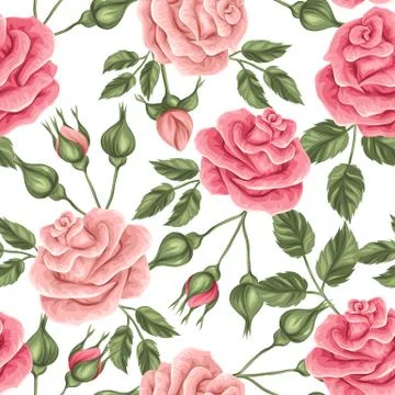 Seamless pattern with vintage roses. Decorative retro flowers. Easy to use for Stockillustratie