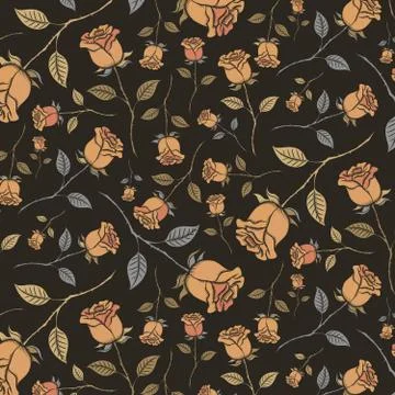 Seamless pattern of vintage roses Stock Illustration
