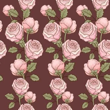 Seamless pattern with vintage roses Stockillustratie