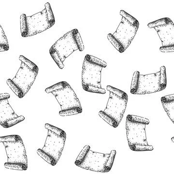 Seamless pattern vintage scroll paper sketch hand drawn 스톡 일러스트
