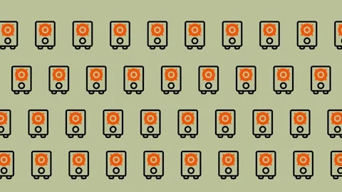 Seamless Pattern of Vintage Speakers on a Light Green Background. Stock Footage 325391410