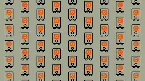 Seamless Pattern of Vintage Speakers on a Textured Background. Stock Footage 325391434