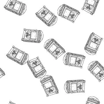 Seamless pattern Vintage standing mailbox drawing receiving mail delivery Stock Illustration