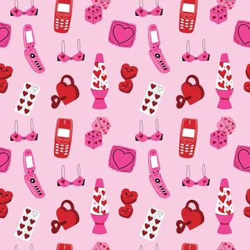 Seamless pattern with Vintage stickers. Illustrazione stock