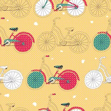 Seamless pattern of vintage-style bicycles Stock Illustration