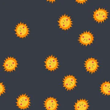 Seamless pattern vintage sun character cartoon vector 库存插图