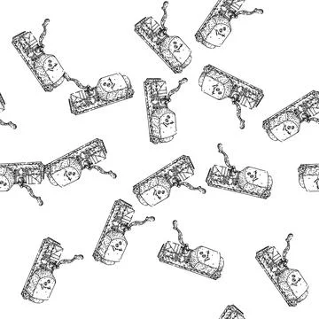 Seamless pattern Vintage wall mounted coffee grinder hand drawing illustratio Stock Illustration