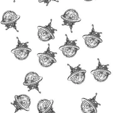 Seamless pattern Vintage world globe drawing illustrating global travel and.. Illustrazione stock