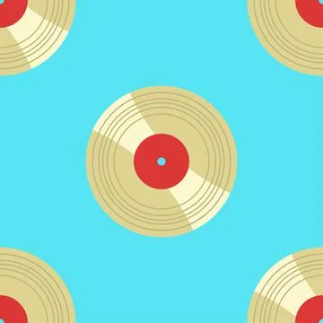 Seamless pattern with vinyl disk. Vector illustration Stock Illustration