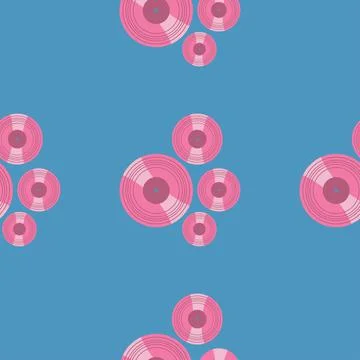 Seamless pattern with vinyl disk. Vector illustration Stock Illustration