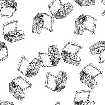 Seamless pattern vinyl player retro technology devices sketch hand drawn Stock Illustration