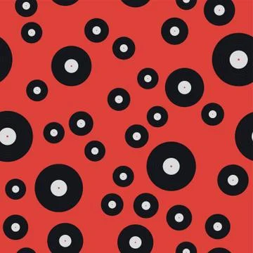 Seamless pattern of vinyl records Stock Illustration