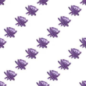 Seamless pattern of violet watercolor peony flower, hand drawn on white Stock Illustration
