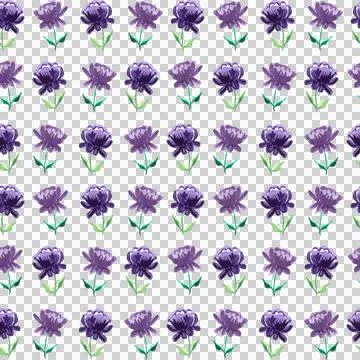 Seamless pattern, violet watercolor peony flower, hand drawn on white background Stock Illustration