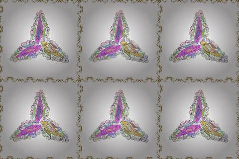 Seamless pattern with violet, white and neutral flowers, watercolor floral patte イラスト素材