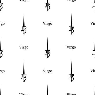 Seamless pattern with virgo zodiac sword sign. Zodiacal weapon. Vector. Stock Illustration