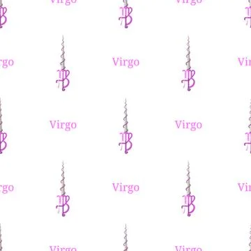 Seamless pattern with Virgo zodiac sword sign. Cartoon zodiacal weapon. Vector. Stock Illustration