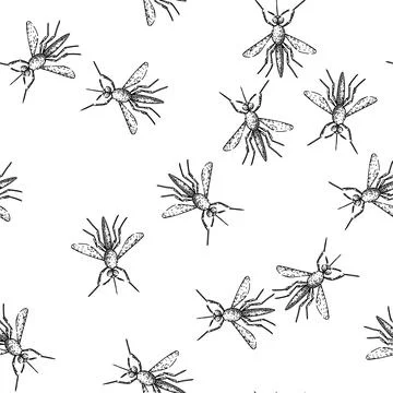 Seamless pattern virus mosquito sketch hand drawn イラスト素材