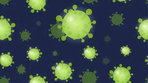 Seamless pattern of viruses bacteria or covid -19 virus in dark background Illustrazione stock