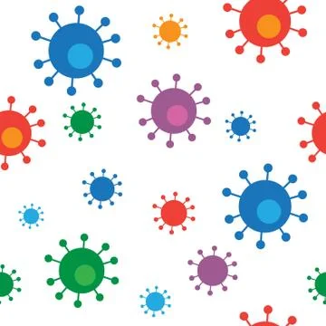 Seamless pattern with viruses. Coronavirus on a white background. Stock Illustration