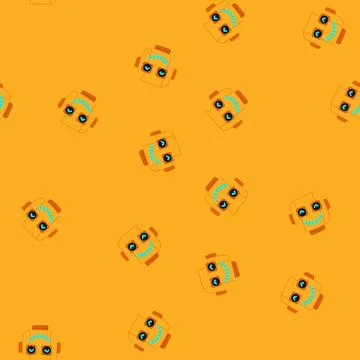 Seamless pattern vision robot head cartoon vector Illustrazione stock