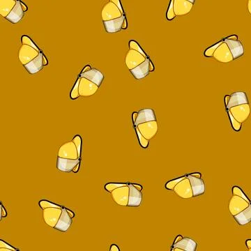 Seamless pattern visor firefighter helmet cartoon vector Stock Illustration