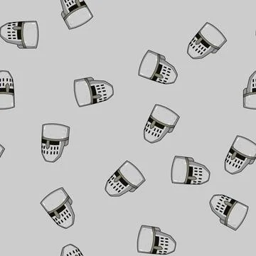 Seamless pattern visor knight helmet cartoon vector Stock Illustration