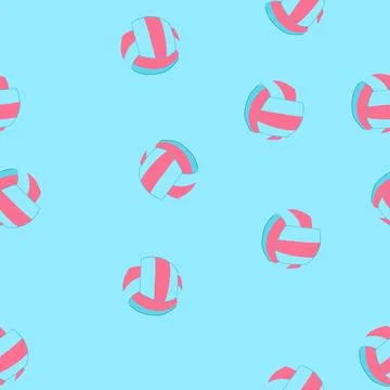 Seamless pattern volley volleyball ball cartoon vector Stock Illustration