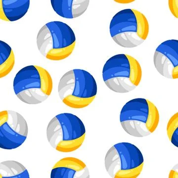 Seamless pattern with volleyball balls in flat style. イラスト素材