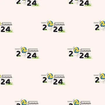 Seamless pattern with volleyball. Summer 2024 Stock Illustration