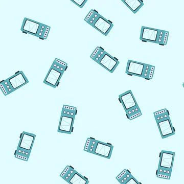 Seamless pattern voltage oscillograph cartoon vector Stock Illustration